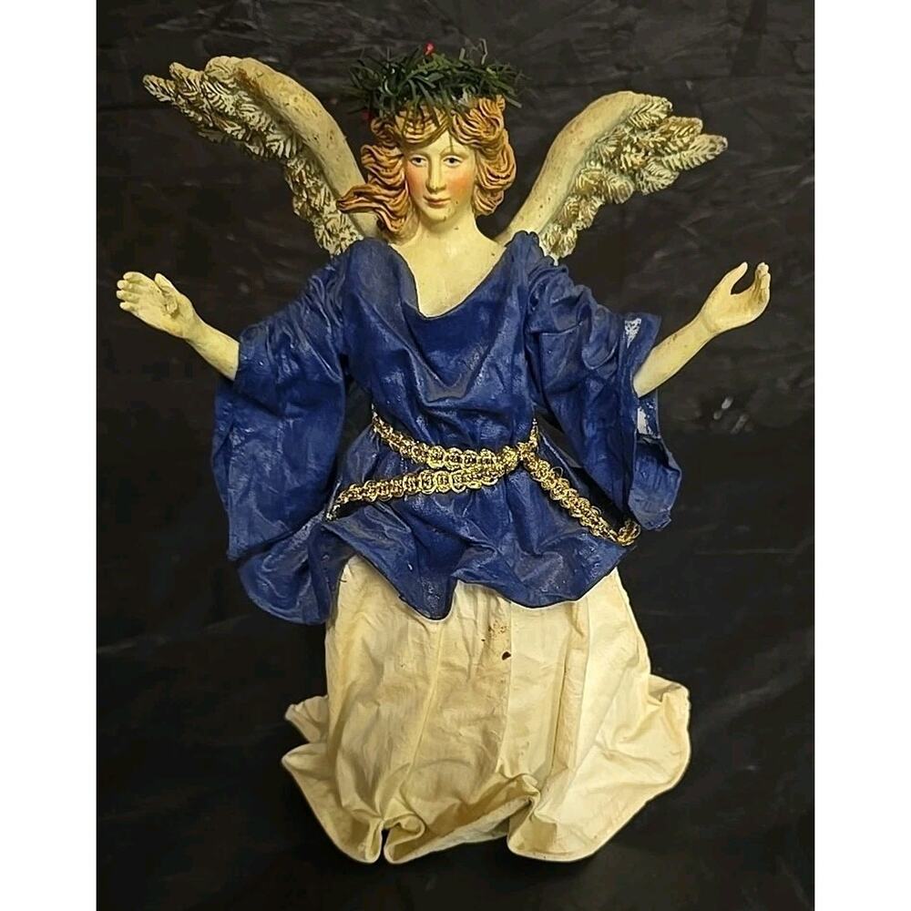 VTG Fabriche Collectible Gold BluAngel Christmas Tree Top Figurine 9"